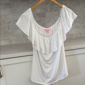 Lilly Pulitzer White Ruffle Off-Shoulder Blouse Size XL